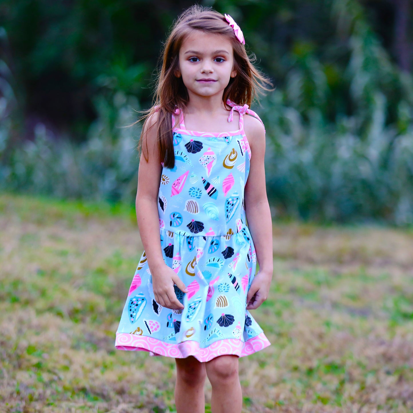 AnnLoren Little & Big Girls Seashells Spaghetti Straps Cotton Knit Summer Beach Dress