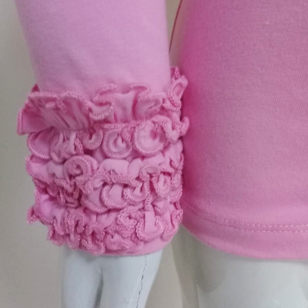 AnnLoren Baby Big Girls Boutique Long Sleeve Dark Pink Ruffle Layering T-shirt