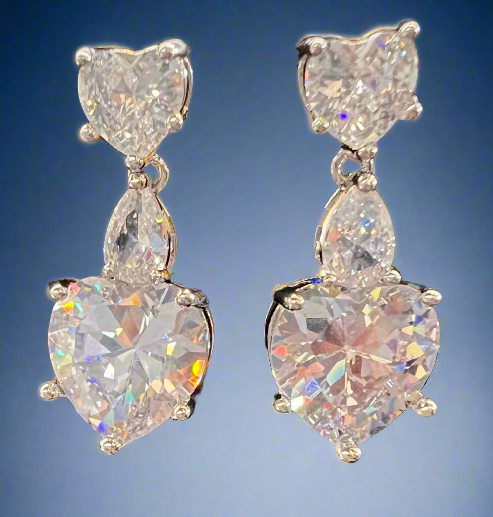Calla Collection Earrings TR-11068 Elegant Heart-Shaped Dangle Earrings