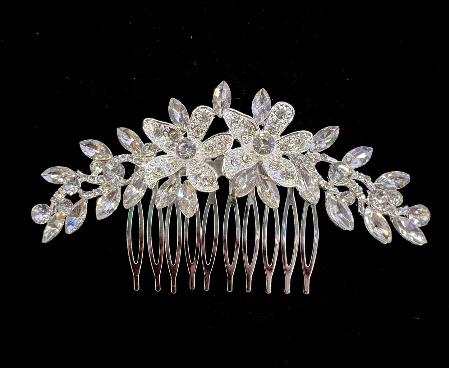 Calla Collection Hair Comb TR-41023 Intricate Cubic Zirconia CZ Flower Hair Comb
