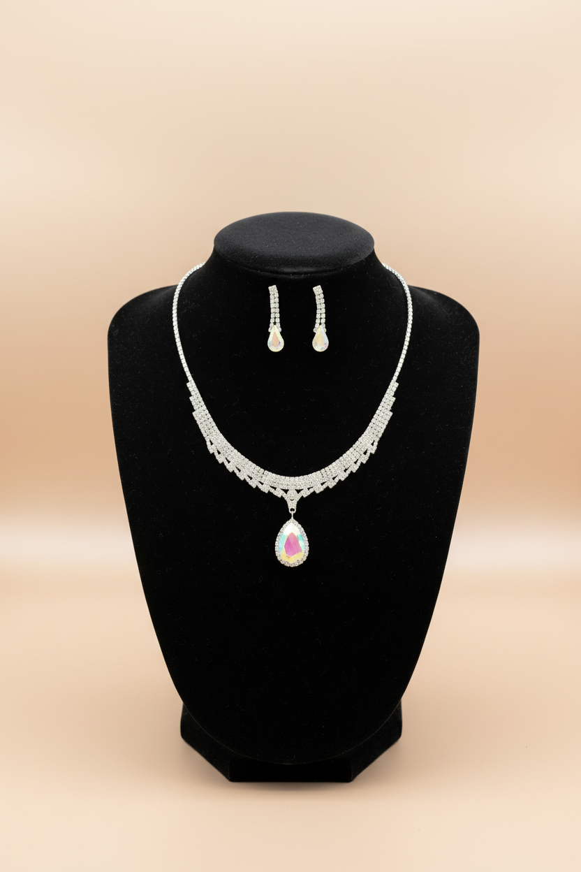 Calla Collection TR-20259 Glamorous Shimmering Rhinestone Necklace Set