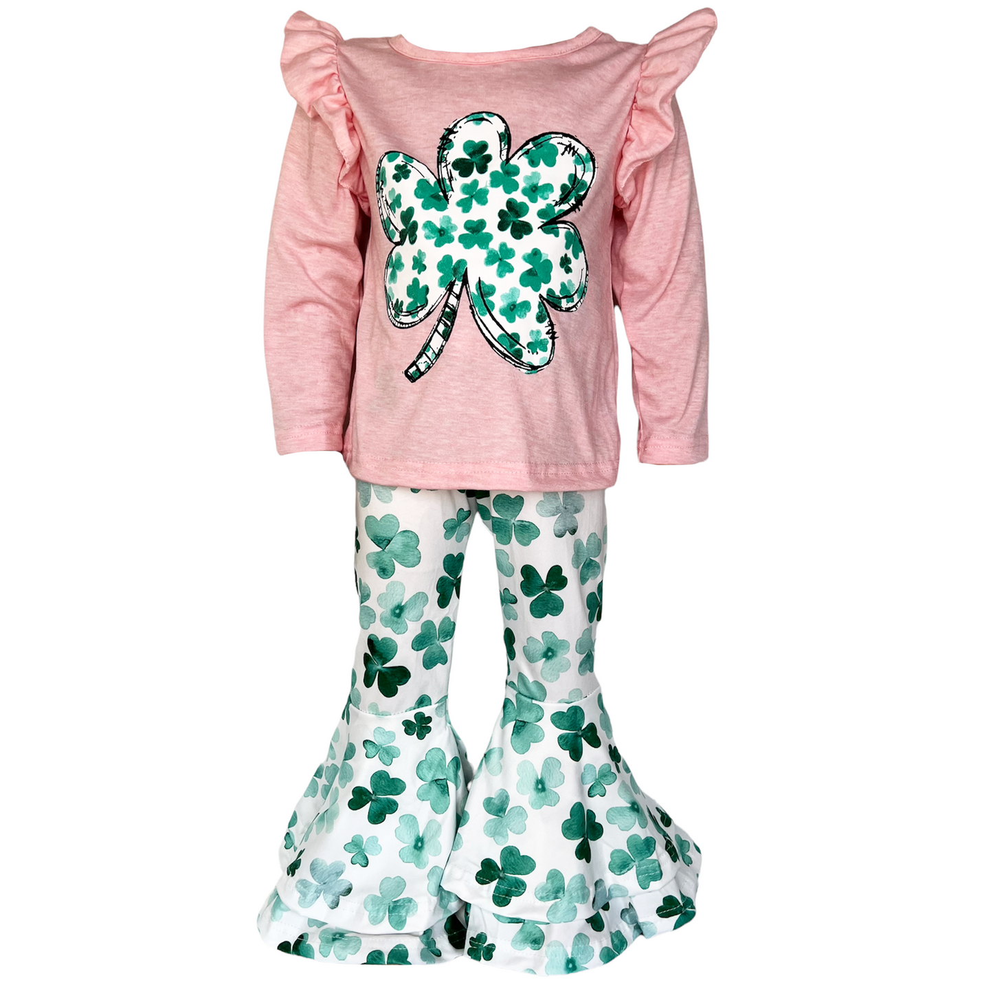 AL Limited St Patricks Day Clover Holiday Top Pants Outfit Set