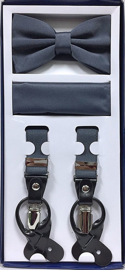 Boys' suspenders set by CALLAcollection featuring stylish black suspenders with adjustable straps and metal clasps.