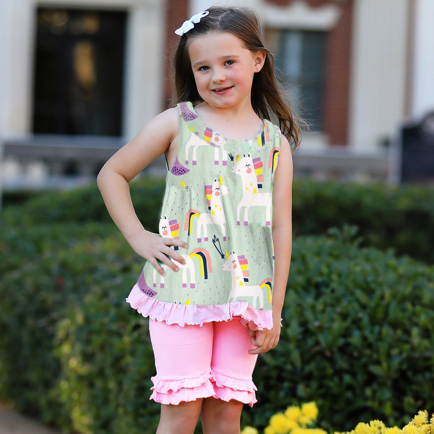 AnnLoren Baby and Big Girls Unicorn Swing Tank Top Spring Summer Separates