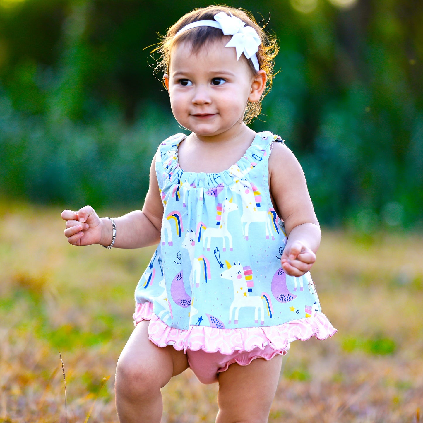 AnnLoren Baby and Big Girls Unicorn Swing Tank Top Spring Summer Separates