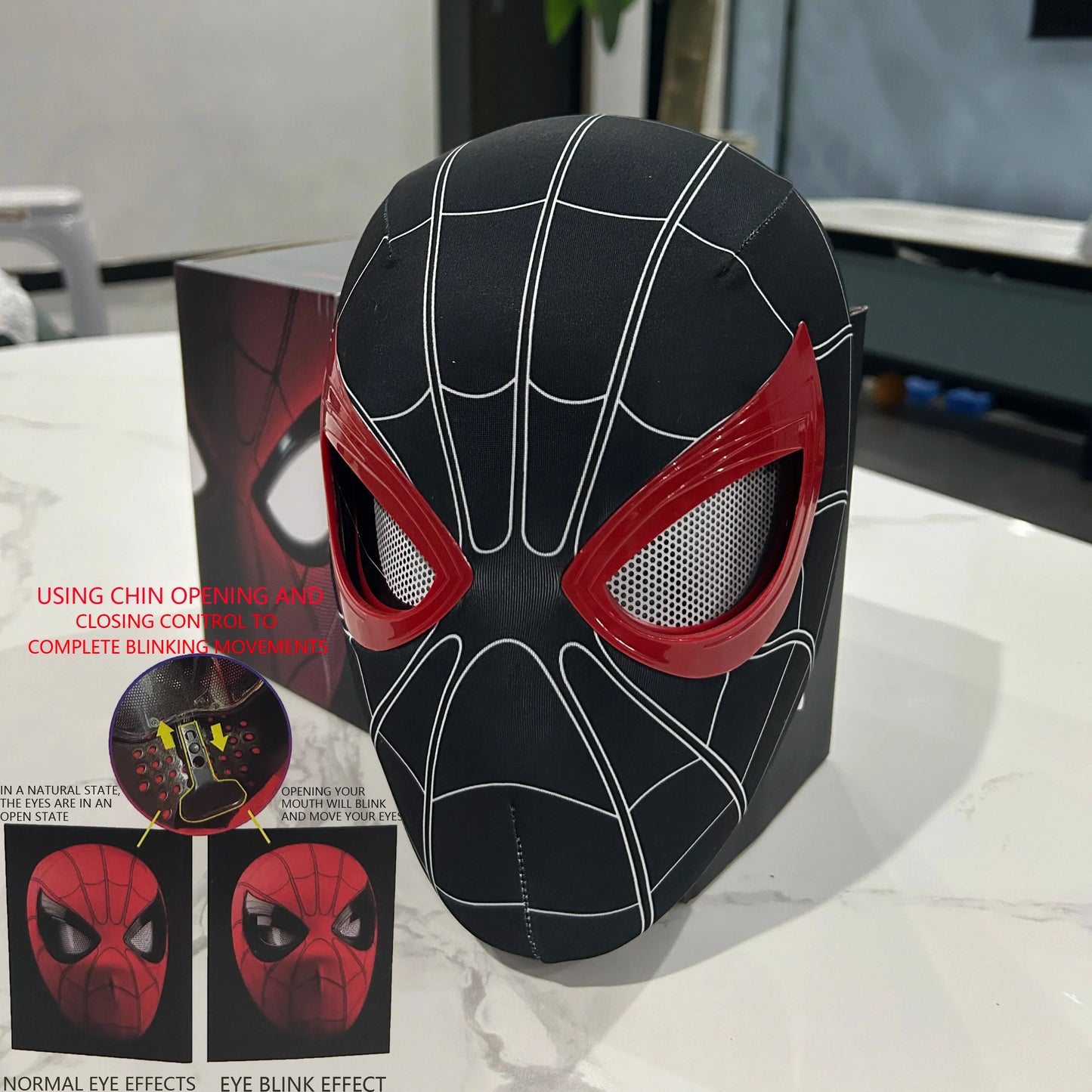 Spiderman Mask Blinking Eye with Chin Control Toy Mommies Best Mall