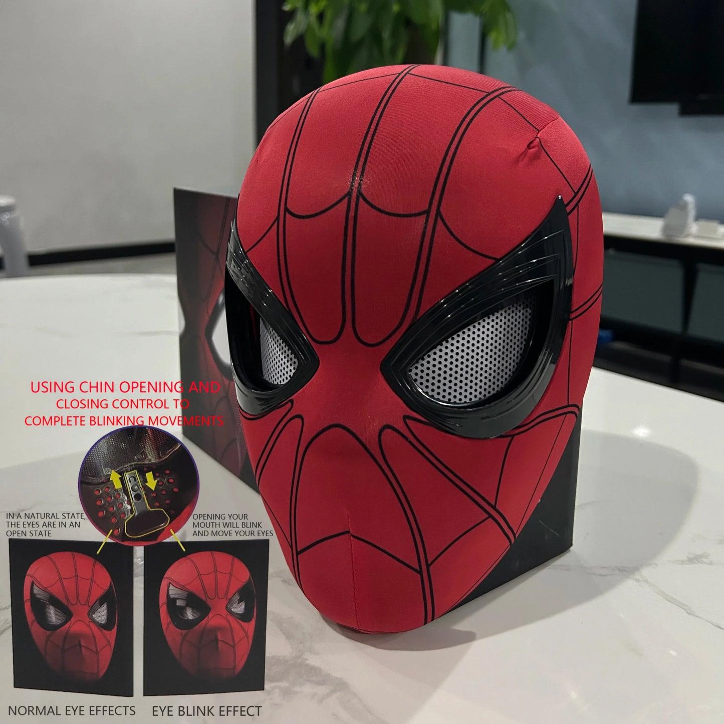 Spiderman Mask Blinking Eye with Chin Control Toy Mommies Best Mall