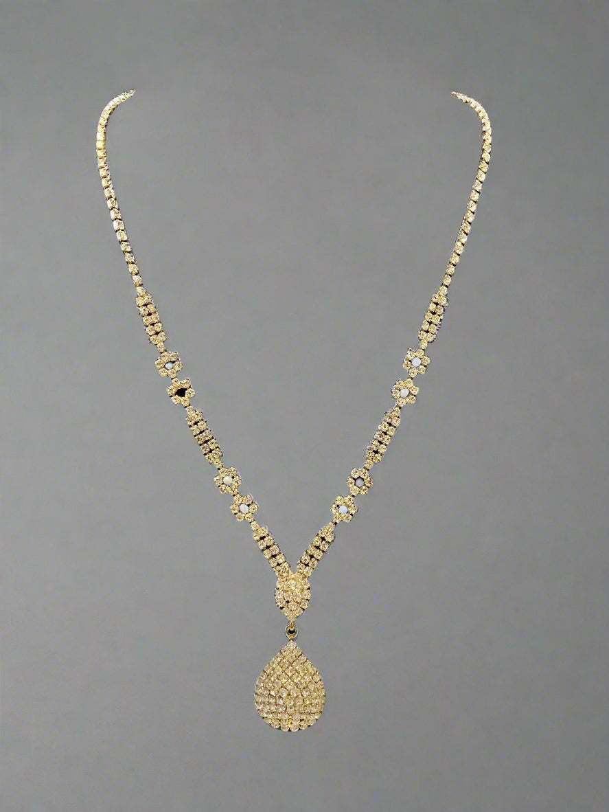 Calla Collection TR-40881 crystal statement necklace with adjustable chain extension backing
