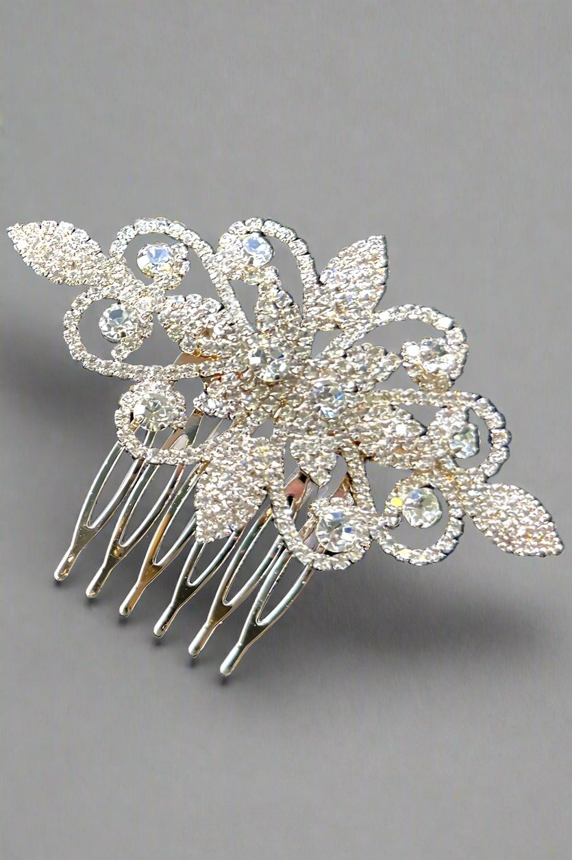 Calla Collection Hair Comb TR-40744 Intricate Detailing Luxurious Rhinestone Hair Comb