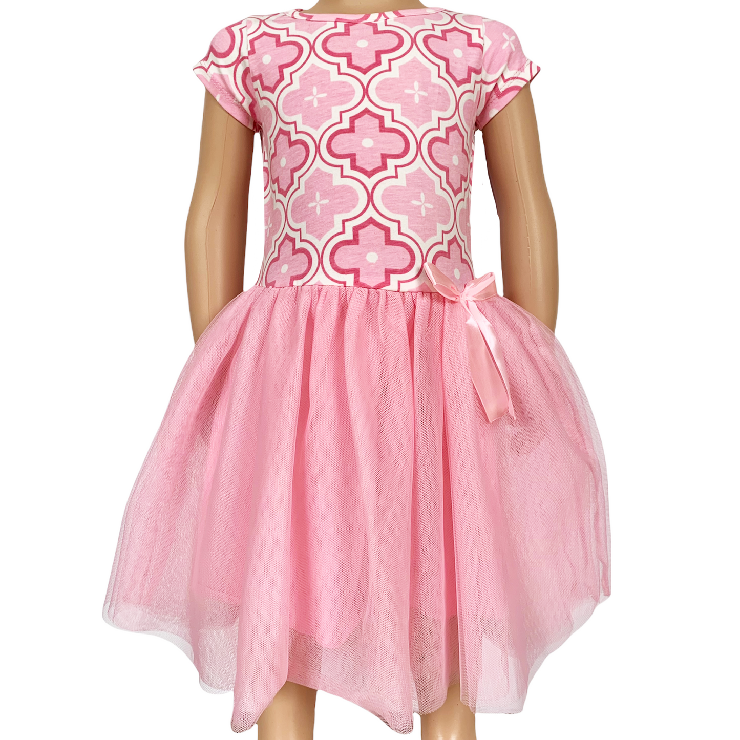 AnnLoren Girls Dress Pink Tulle & Pink Arabesque Easter Party Dress