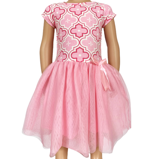 AnnLoren Girls Dress Pink Tulle & Pink Arabesque Easter Party Dress