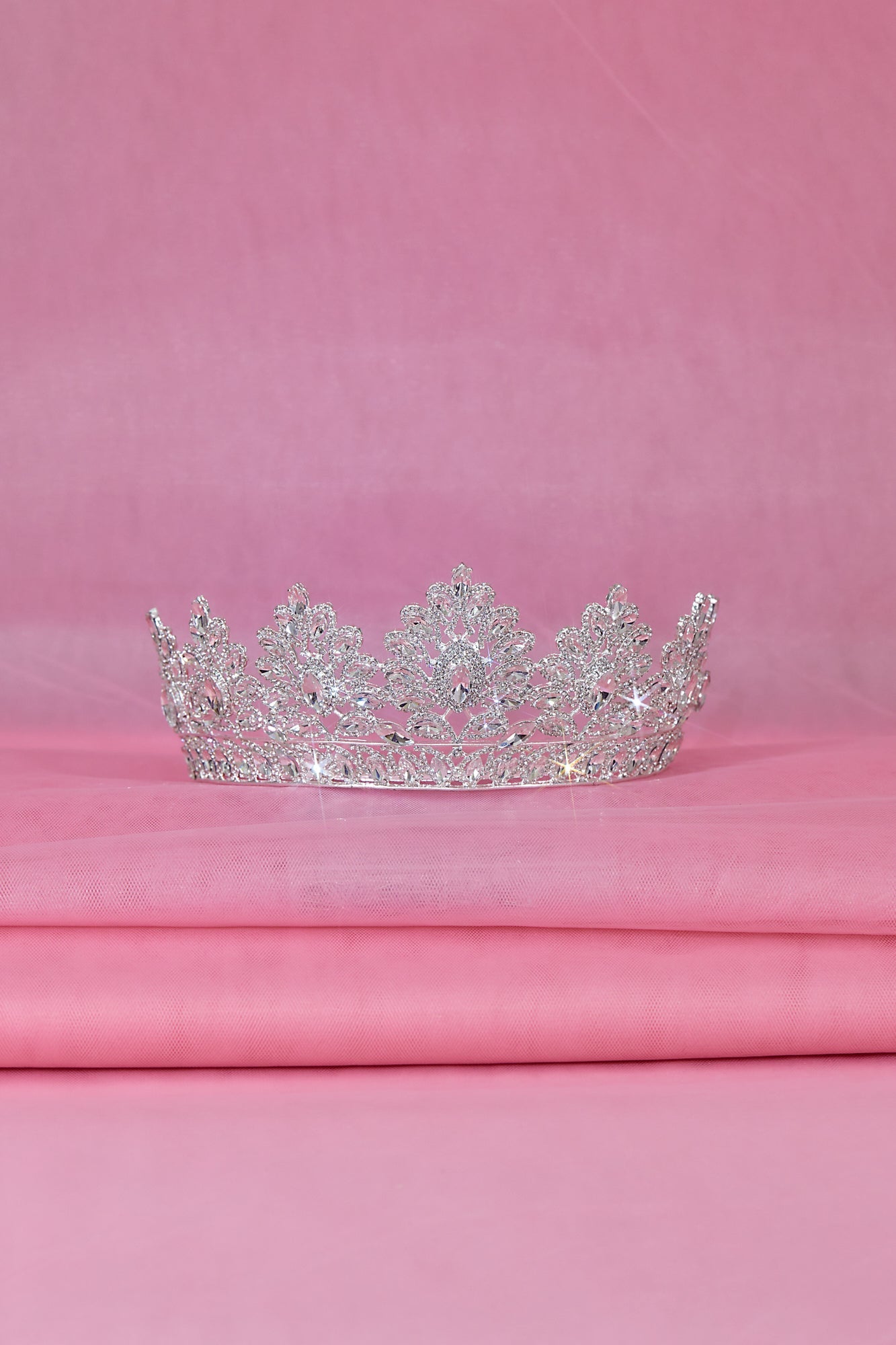 Elegant Calla Collection TR-937 tiara with intricate details, showcasing sparkling gemstones and a regal design.