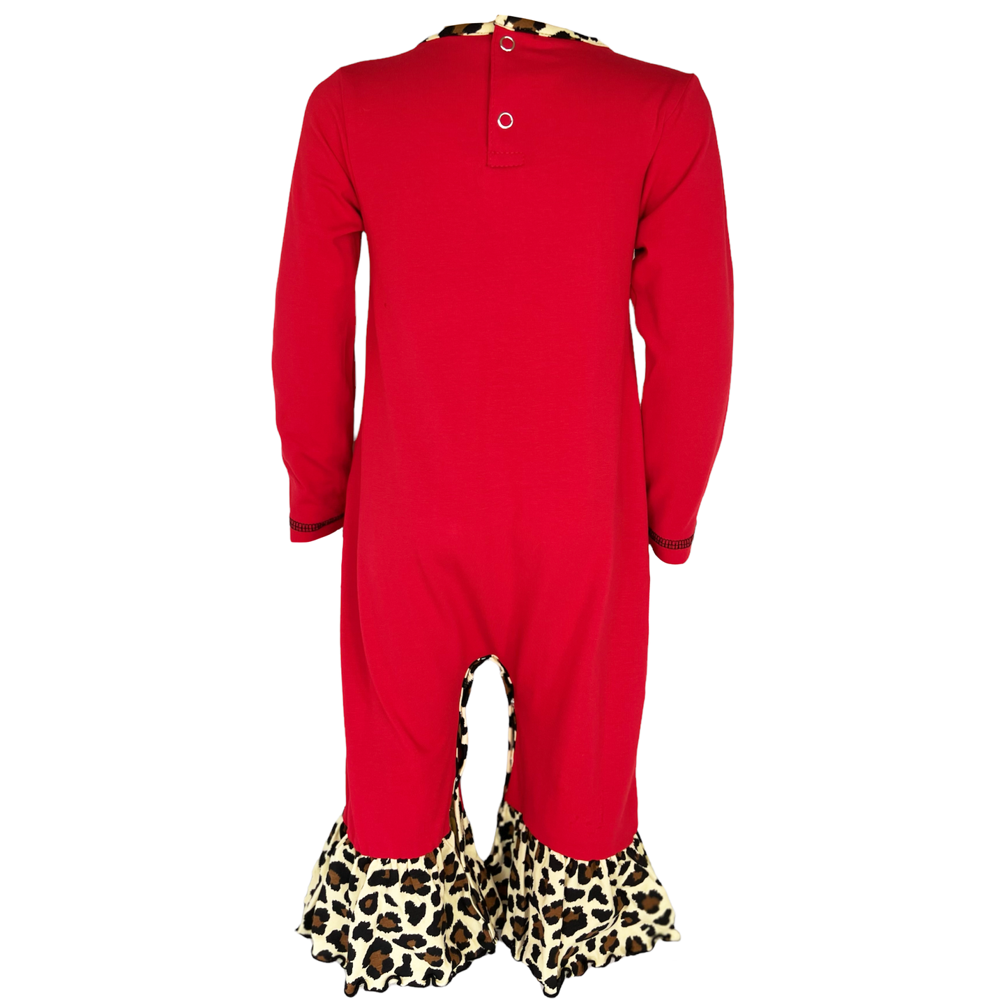 AnnLoren Baby Girls Leopard Valentines Holiday Heart Romper Outfit One Piece