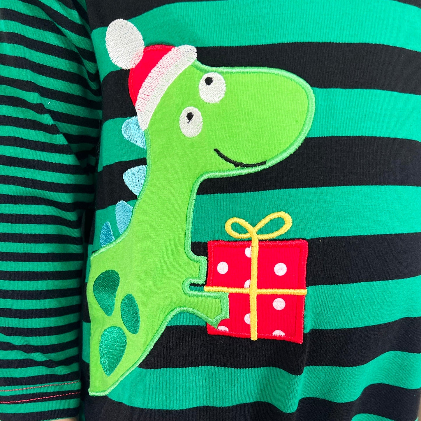 Baby Boys Dinosaur Christmas Striped Holiday Cotton Romper
