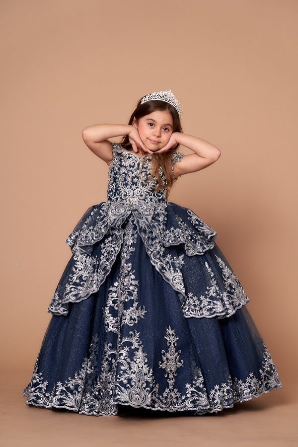 Calla Collection WB-102 youth presentation dress illustrating clean tailoring and a secure hidden back closure system.