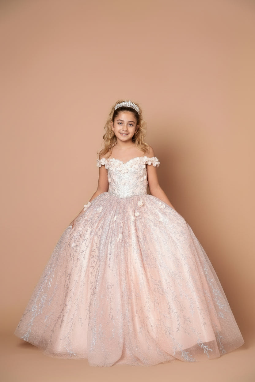 Boutique off shoulder flower girl gown Calla Collection WB-103