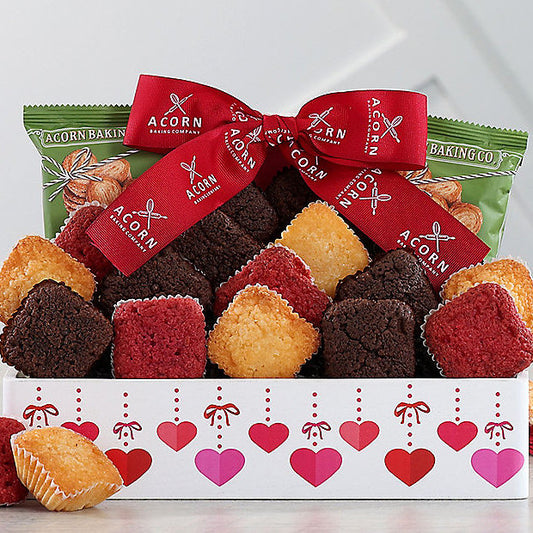 Valentine's Day gift basket with hearts-themed treats and chocolates from GreatArrivals/WineCountry, perfect for celebrating love.