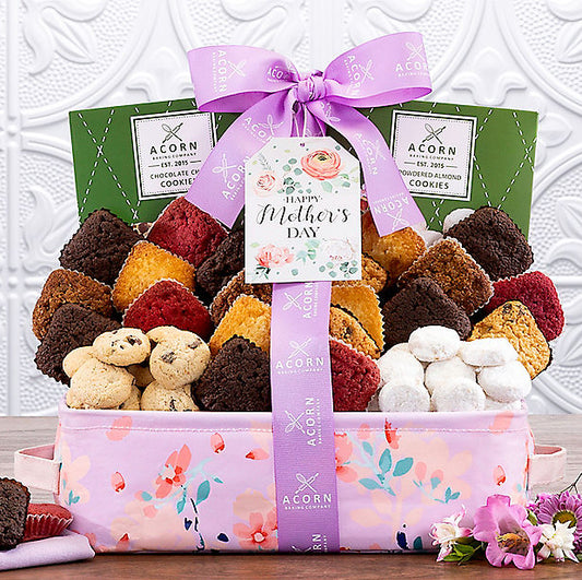 Gift basket with assorted cookies, brownies, and cakes from GreatArrivals/WineCountry, perfect for Mother's Day celebration.