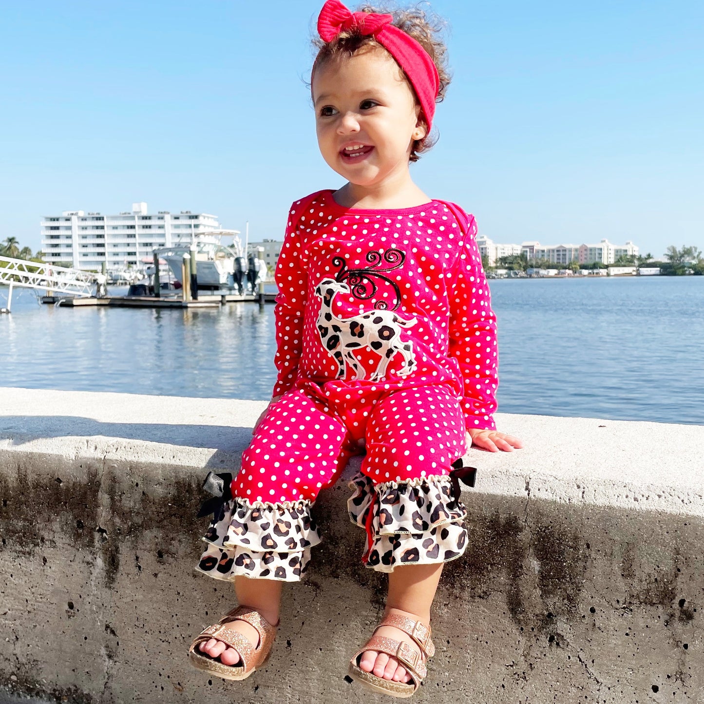 AL Limited Baby Girls Christmas Leopard Reindeer Holiday Cotton Romper One Piece
