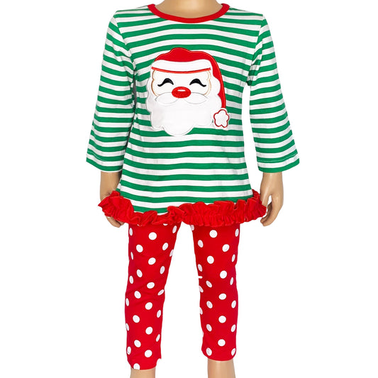 AL Limited Girls Christmas Holiday Santa Tunic Polka dot Pants Party Outfit