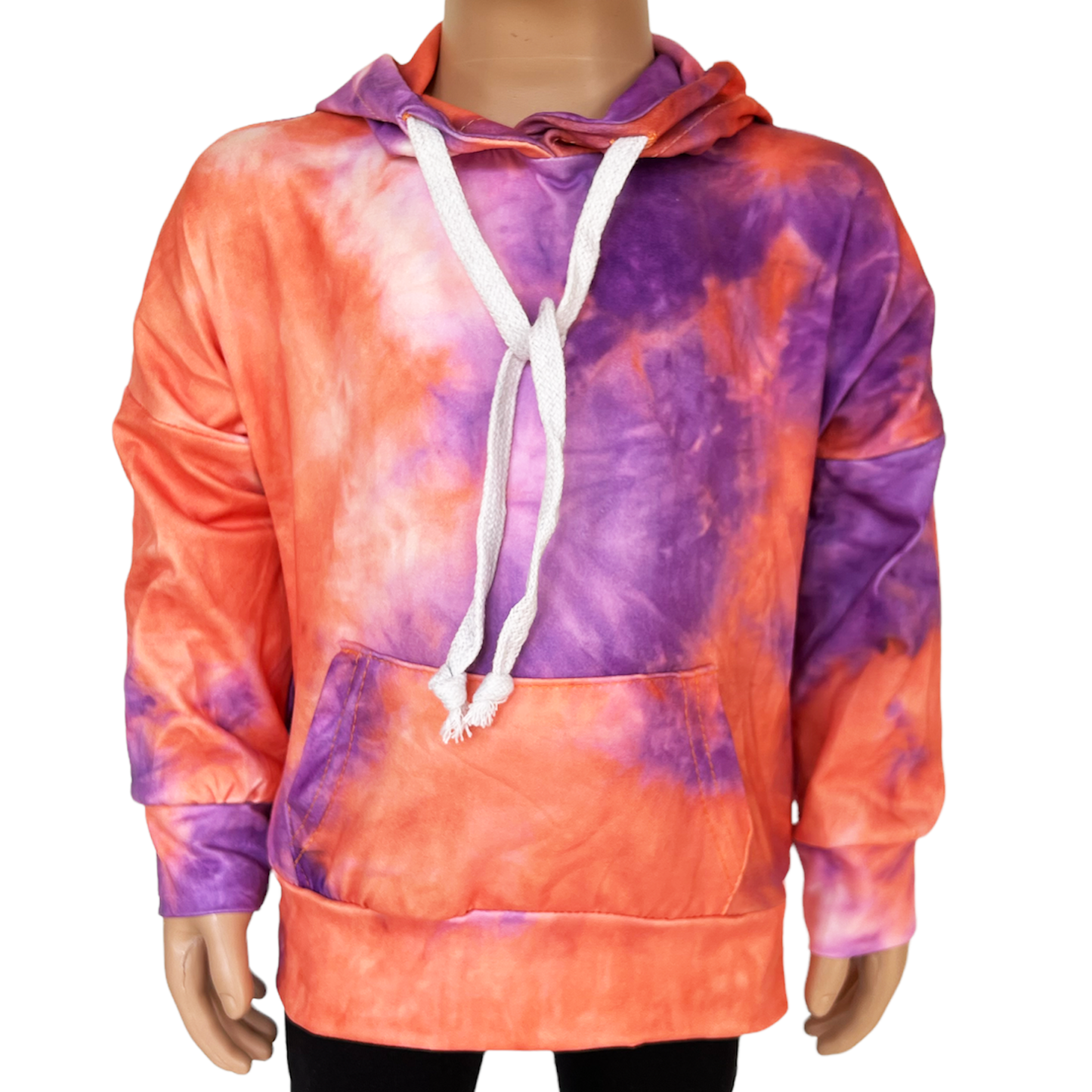 Little Big Girls Boutique Orange Purple Pink Tie Dye Hoodie Sweatshirt Top