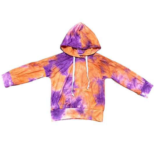 Little Big Girls Boutique Orange Purple Pink Tie Dye Hoodie Sweatshirt Top