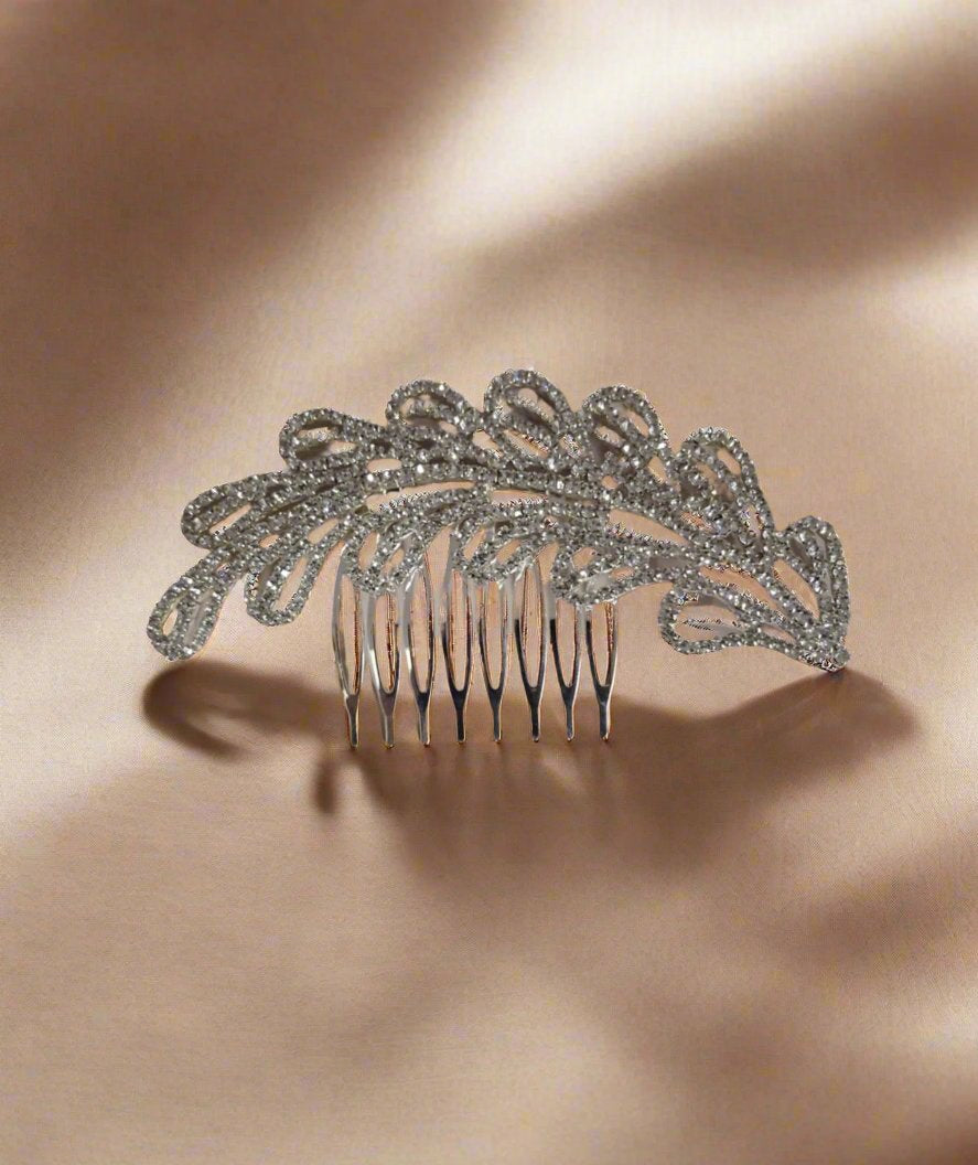 Calla Collection Hair Comb TR-40751 Opulent Intricate Rhinestone Royal Hair Comb