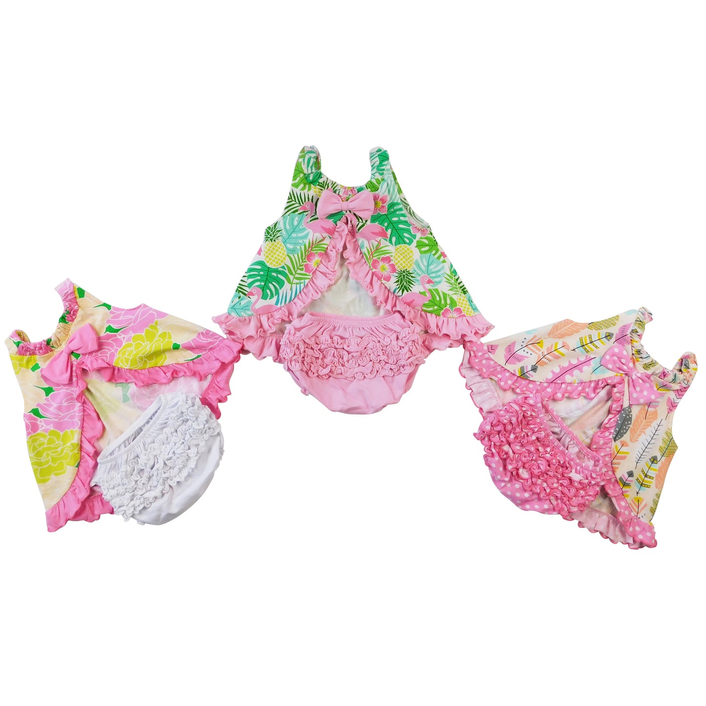 AnnLoren Baby & Toddler Girls Light Pink Knit Ruffled Butt Bloomer Diaper Cover