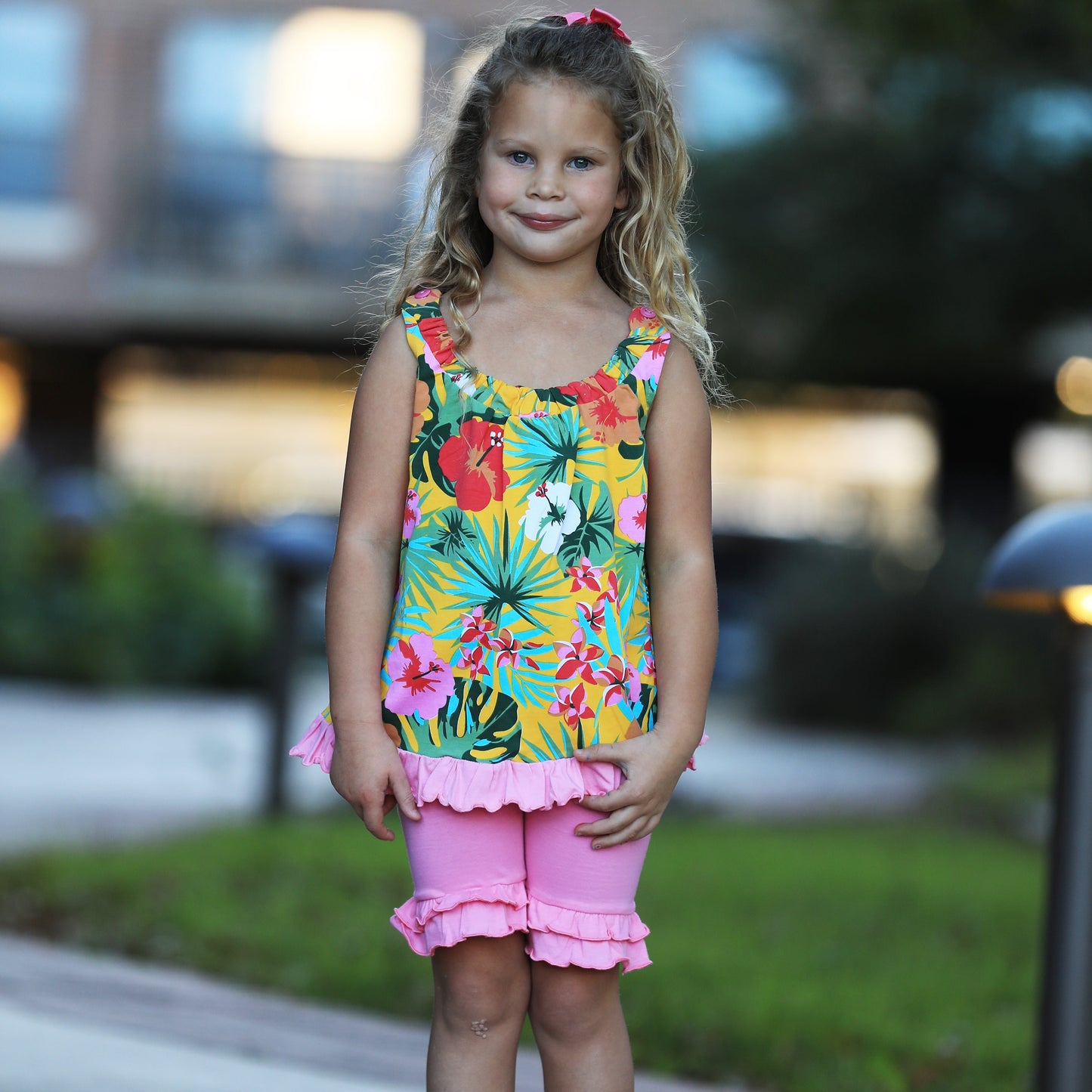 AnnLoren Baby Girls Tropical Hawaiian Swing Tank Top