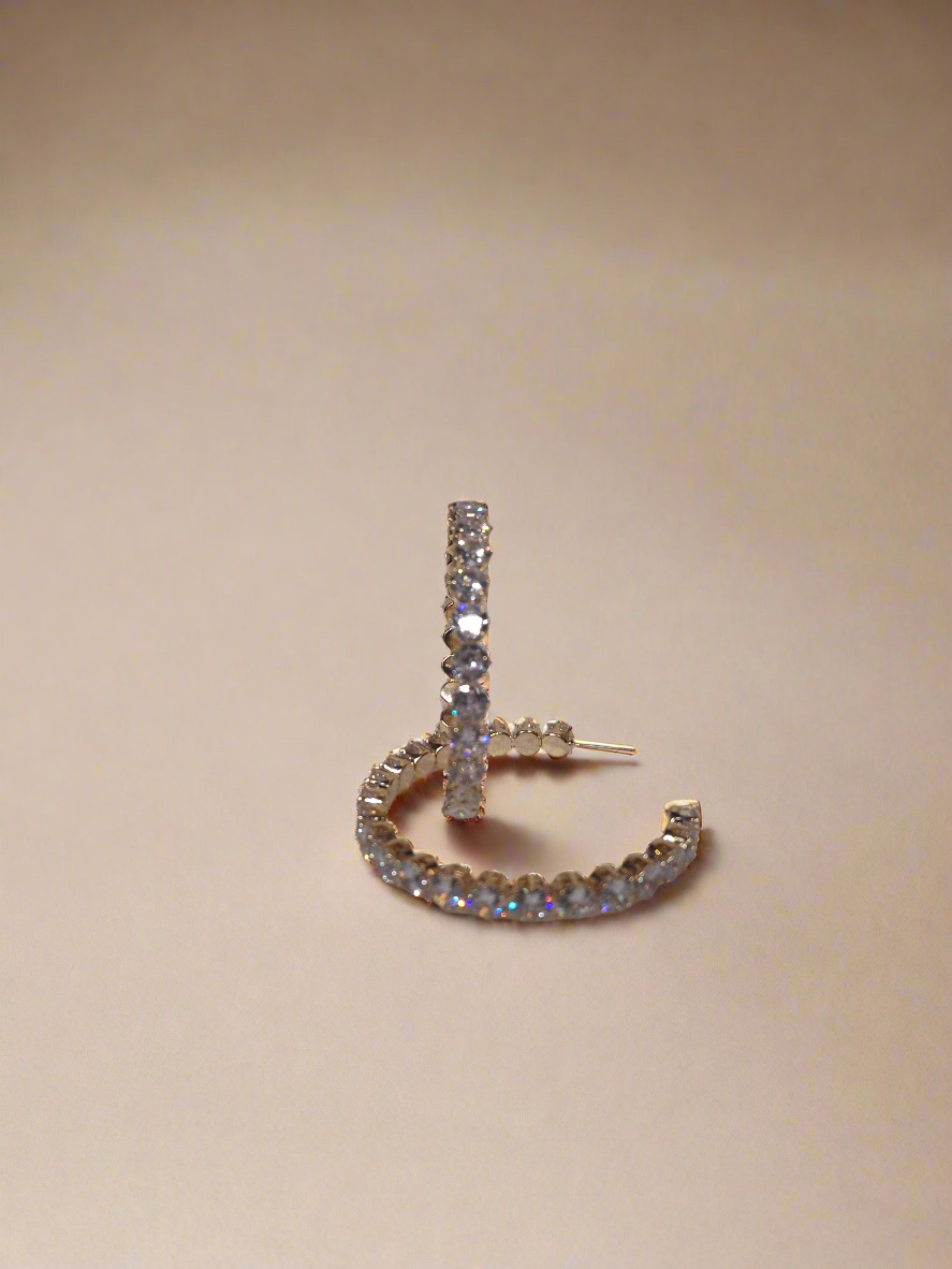 Elegant rhinestone hoop earrings from CALLAcollection3's Calla Collection, featuring classic and sophisticated design.