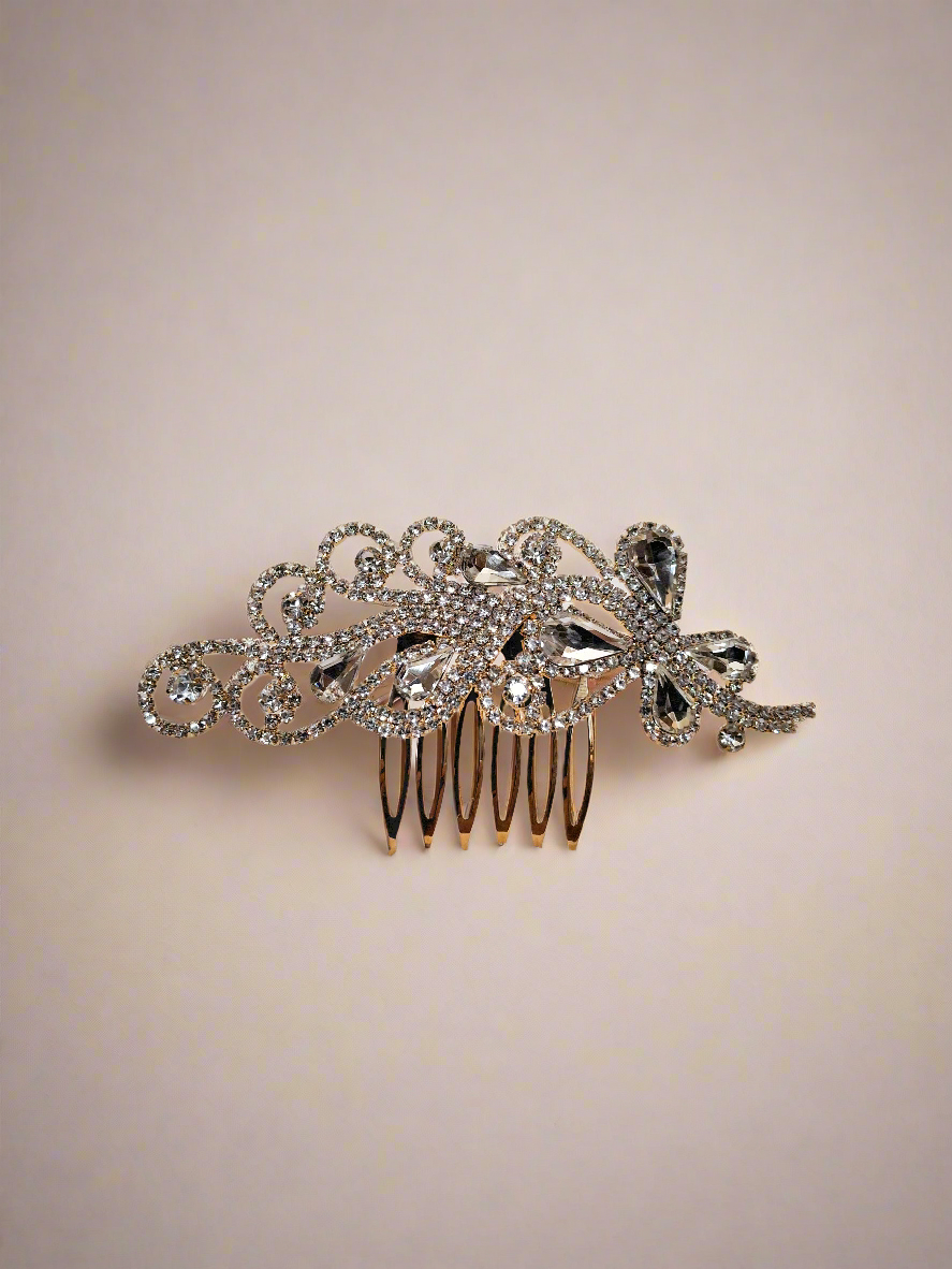 Calla Collection Hair Comb TR-40730 Elegant Formal Glamour Rhinestone Hair Comb