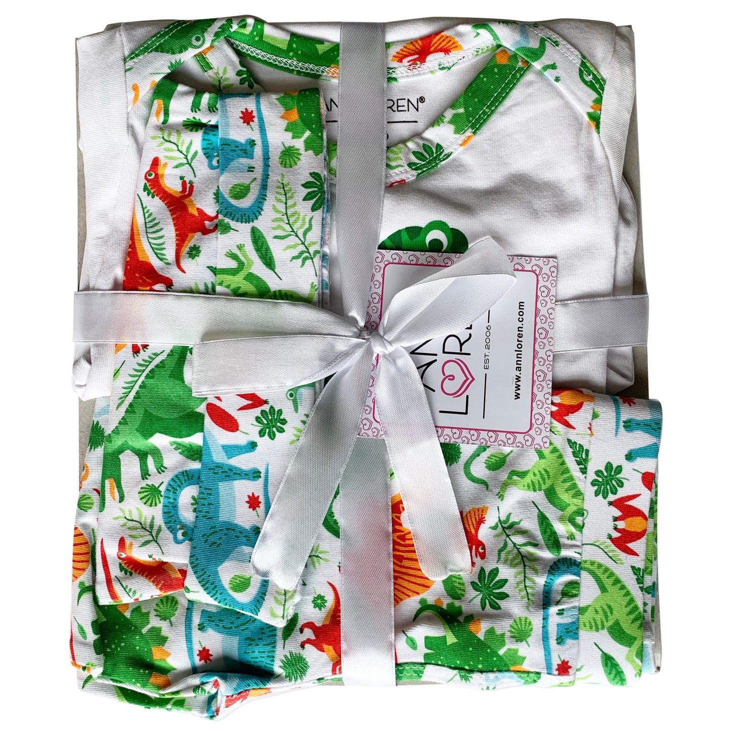AnnLoren Baby Layette Boys Dinosaur Onesie Pants Cap 3pc Gift Set Clothing Sizes 3M - 18M