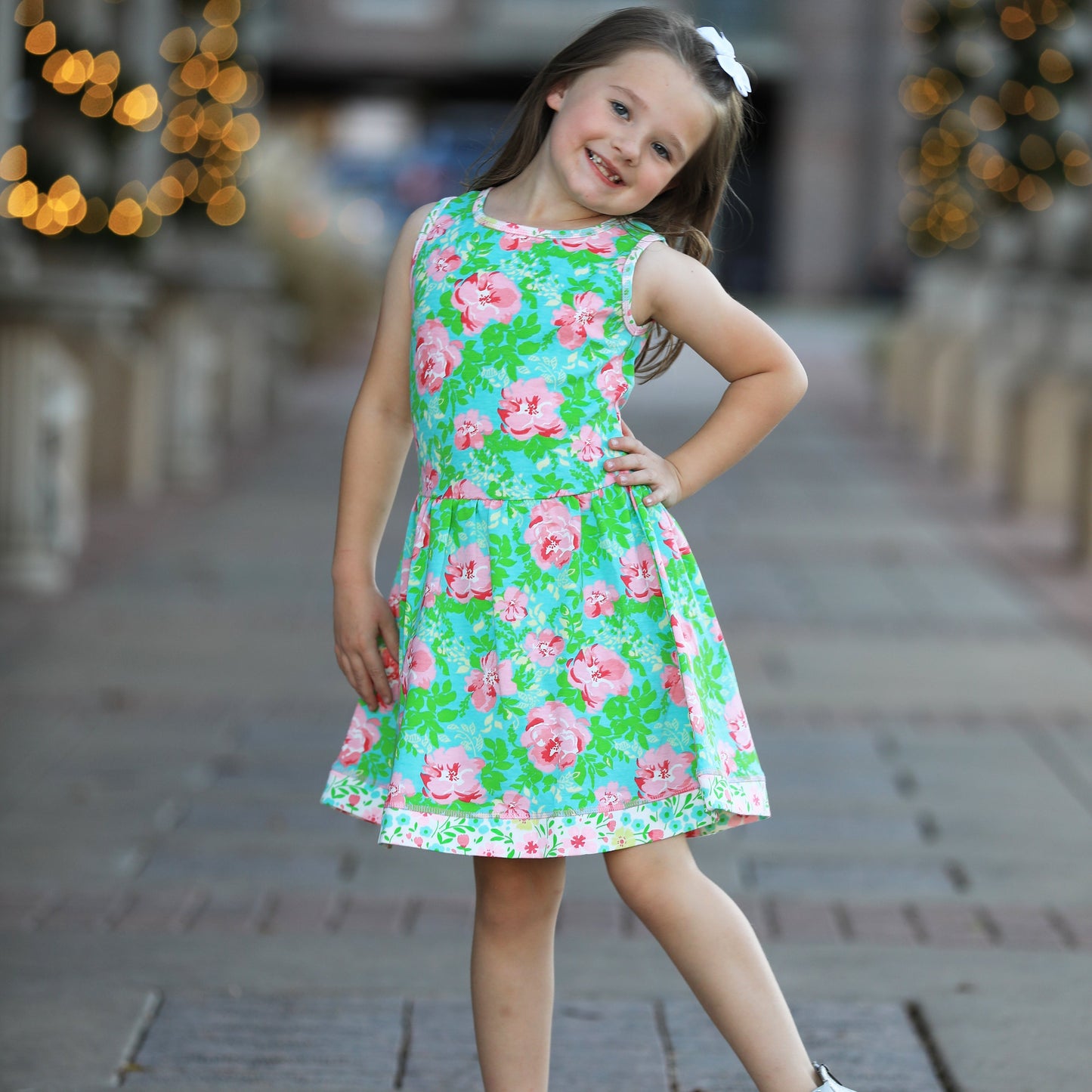 AnnLoren Little & Big Girls Spring Summer Floral Roses Sleeveless Dress Boutique Clothing