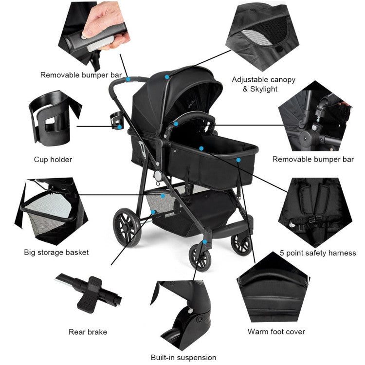 Baby Joy 2-in-1 Foldable Pushchair