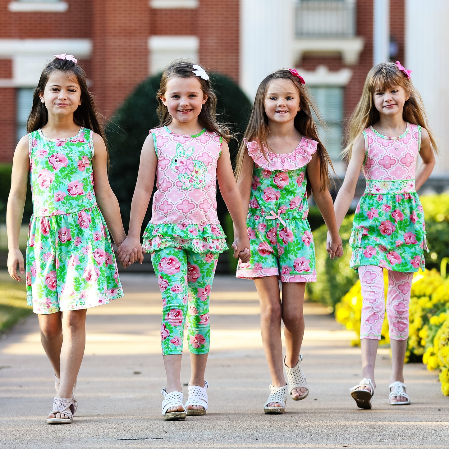 AnnLoren Little & Big Girls Spring Summer Floral Roses Sleeveless Dress Boutique Clothing