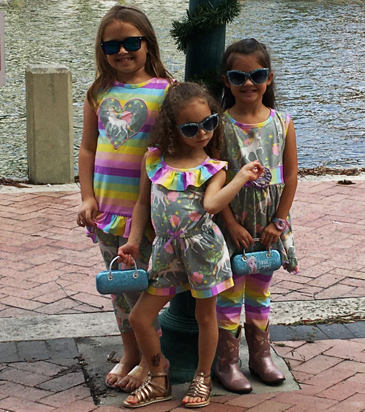 AnnLoren Little Big Girls Jumpsuit Magical Unicorn Rainbows Spring One Pc Boutique Clothing