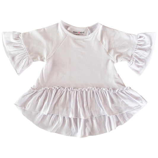 AnnLoren Little Toddler Big Girls' Angel Sleeve White Boutique Ruffle Top Shirt Clothing Sizes 2/3T - 7/8