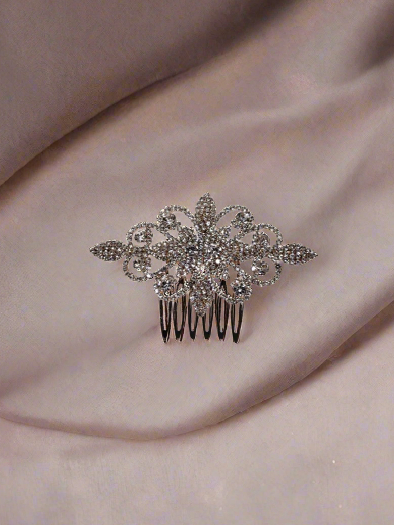 Calla Collection Hair Comb TR-40744 Intricate Detailing Luxurious Rhinestone Hair Comb