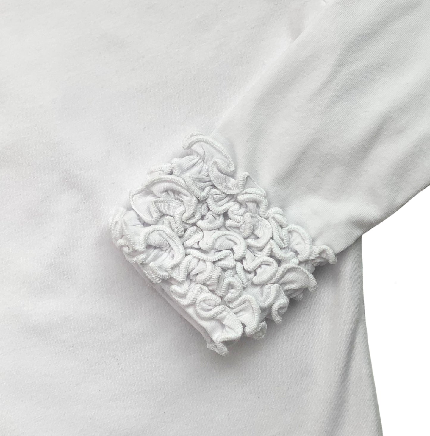 AnnLoren Baby Big Girls Boutique Long Sleeve White Ruffle Layering T-shirt