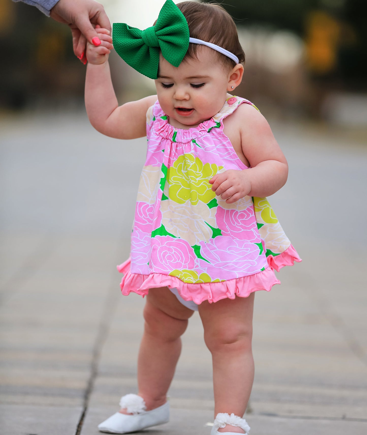 AnnLoren Baby/Toddler Girls Open Back Swing Tank Top with Bow Floral Design