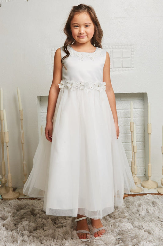 Dress - Luxurious Princess Ballgown Dress W/ Floral Trim