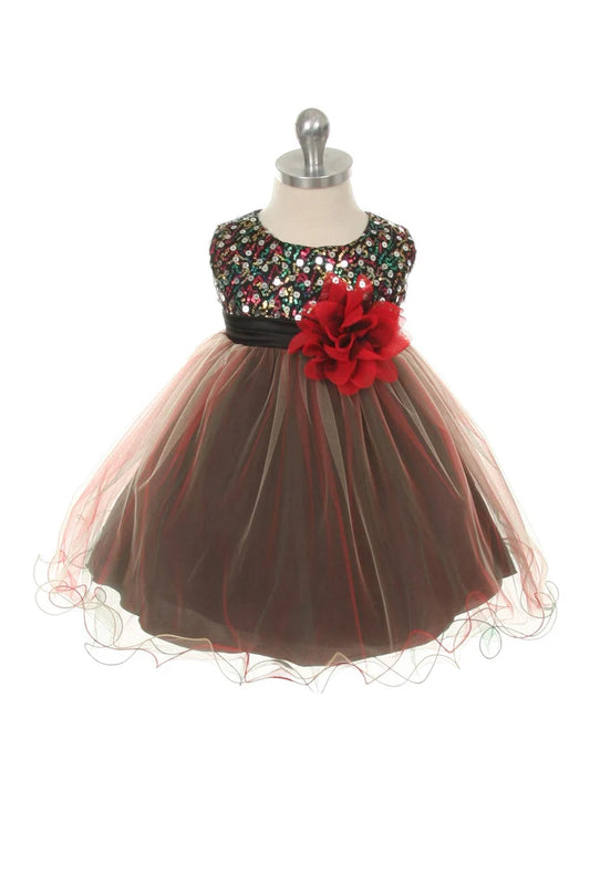 328 Multi-Sequin Trio Color Tulle Baby Dress- Discontinued
