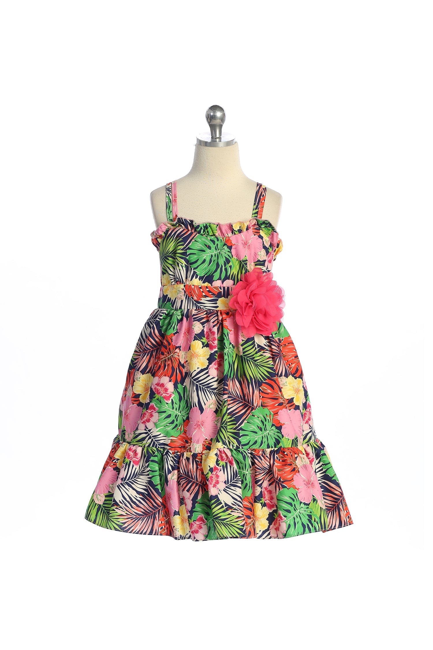 Dress - Ruffle Tropical Cotton Dress