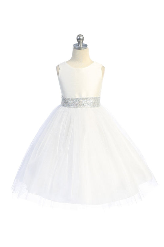 Dress - Silver Sequin Back V Dress