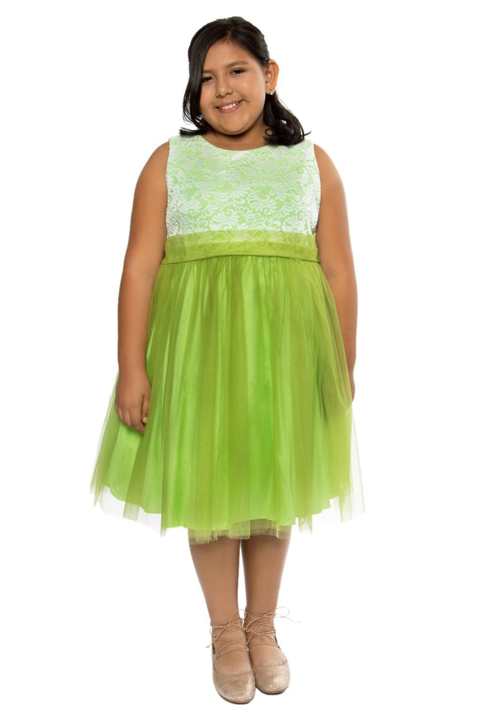 Dress - Stretch Lace Tulle Plus Size Girl Dress