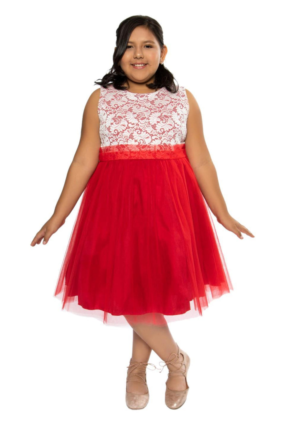 Dress - Stretch Lace Tulle Plus Size Girl Dress