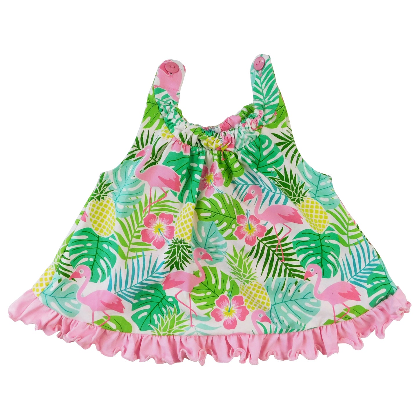 AnnLoren Baby/Toddler Girls Open Back Swing Tank Top with Bow Tropical Design