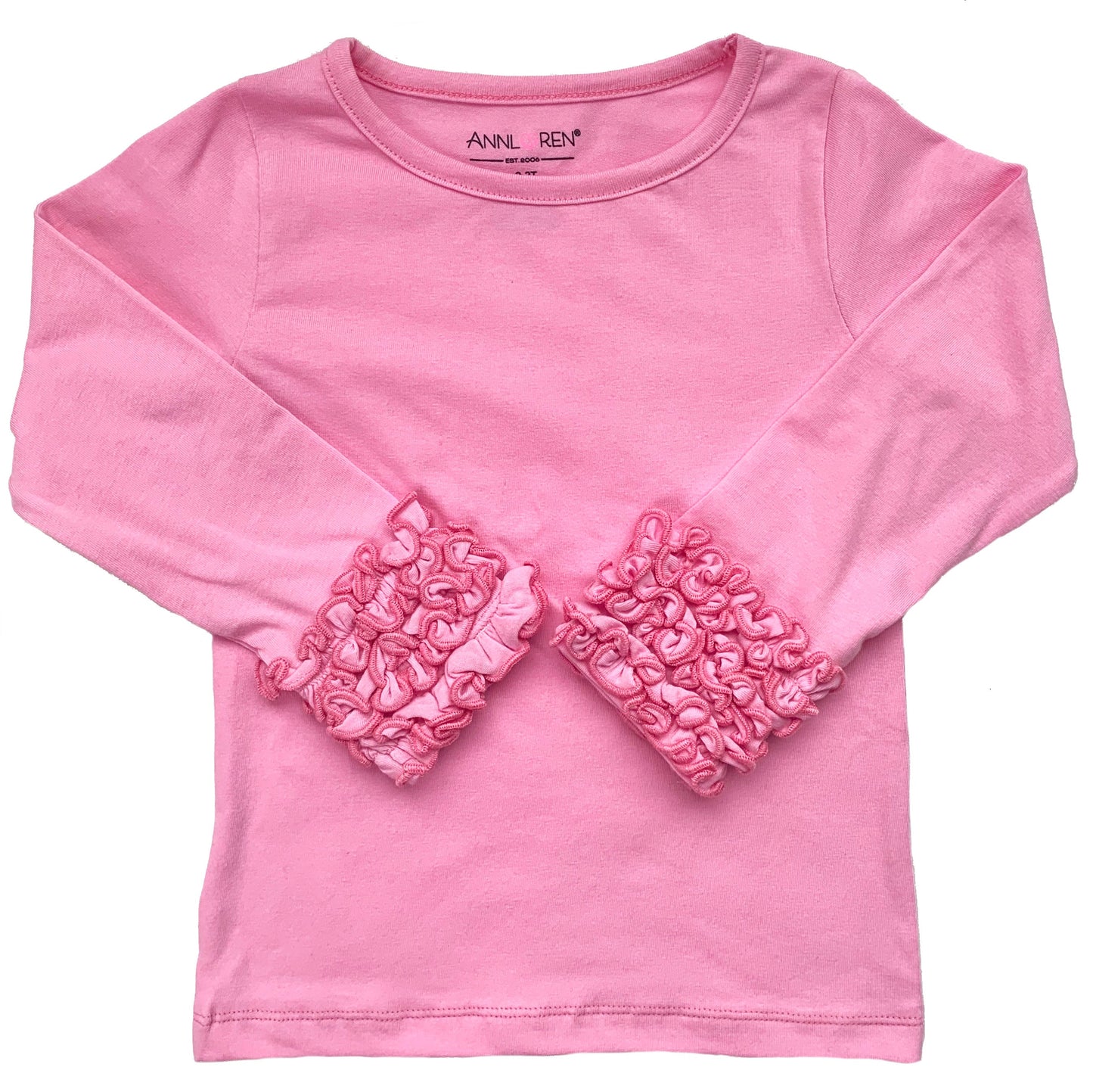 AnnLoren Baby Big Girls Boutique Long Sleeve Pink Ruffle Layering T-shirt
