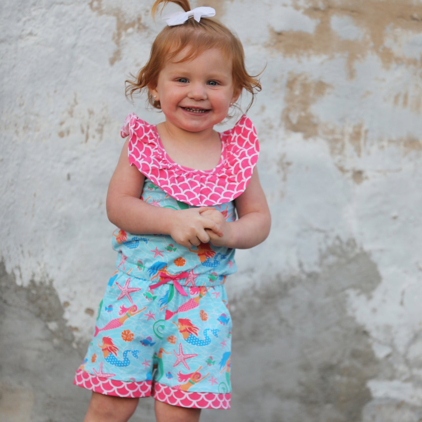 AnnLoren Little Big Girls Nautical Jumpsuit Mermaid Romper Spring Summer Boutique Clothing Sizes 2/3T - 11/12