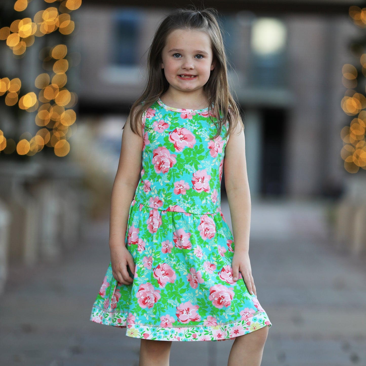 AnnLoren Little & Big Girls Spring Summer Floral Roses Sleeveless Dress Boutique Clothing